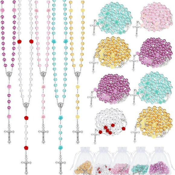 20 Pack Pearl Rosary Catholic Beads for Prayer Gifts Women Holy Communion - Picture 1 of 5